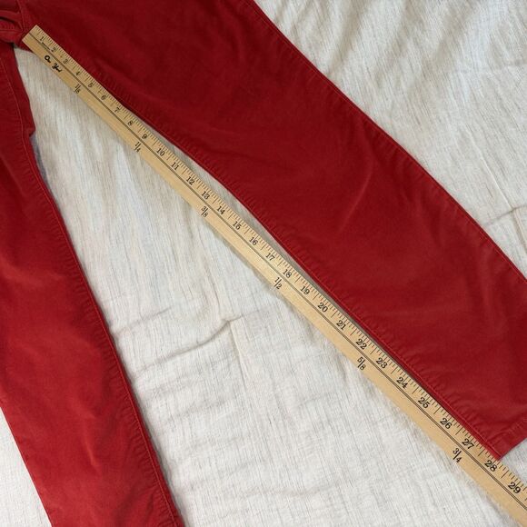 Gap 1969 Women's Red Corduroy Slim Leg Pants Size 26r Holiday Legging Low Rise - Picture 13 of 15